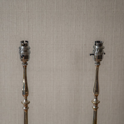 Pair of Tall Silvered Edison Lamps