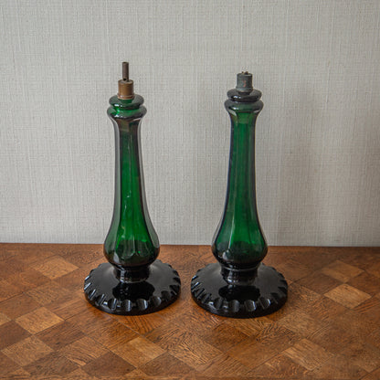 Pair of Glass Baluster Lamps