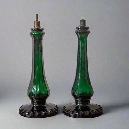 Pair of Glass Baluster Lamps