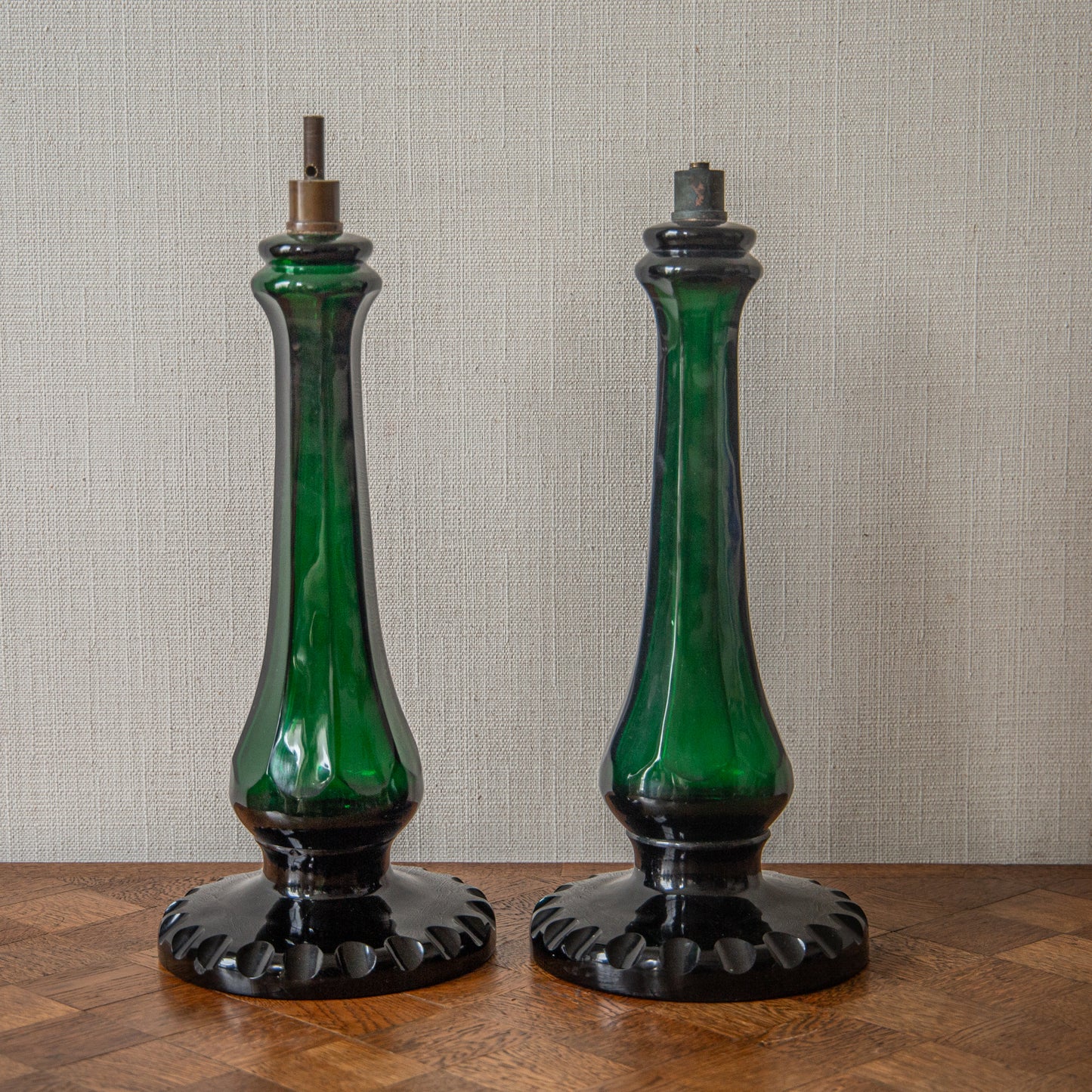 Pair of Glass Baluster Lamps