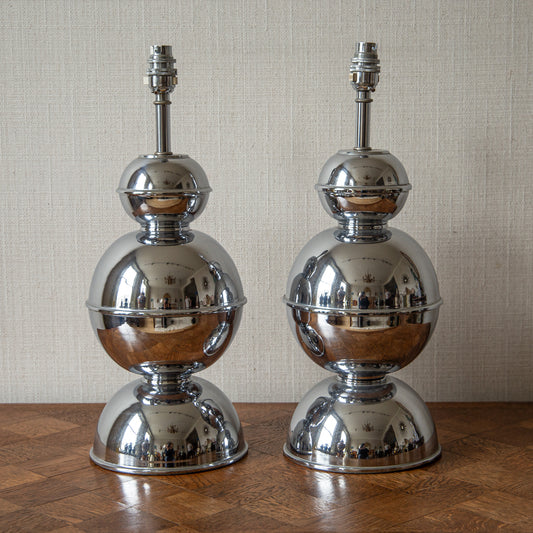 Pair of Chrome Table Lamps