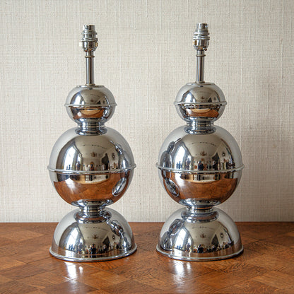 Pair of Chrome Table Lamps