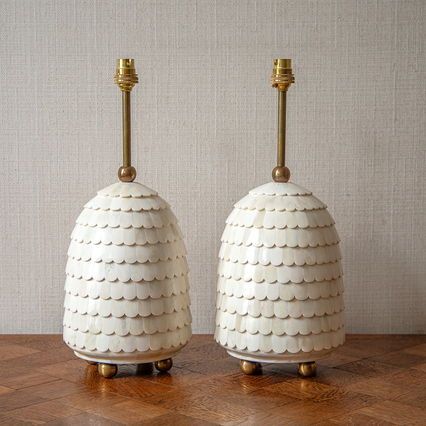 Pair of Bone Beehive Lamps