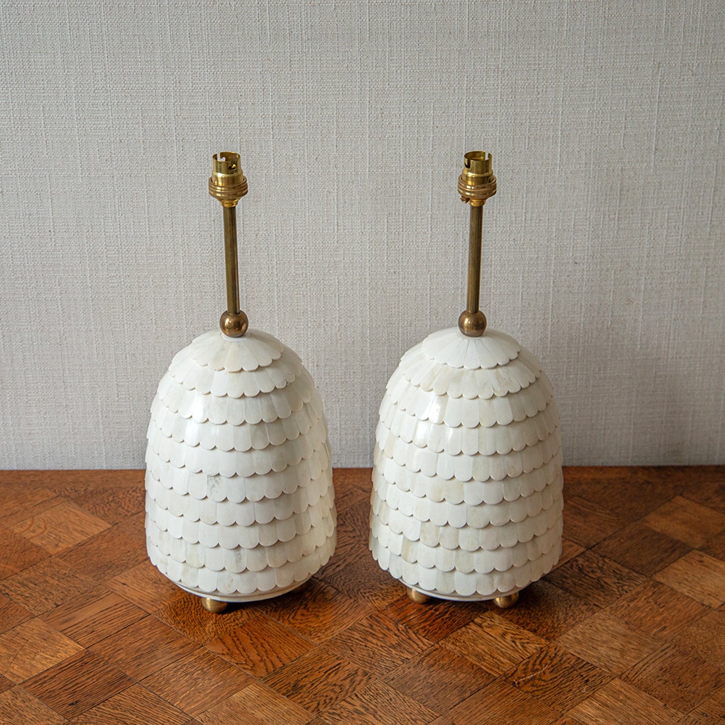 Pair of Bone Beehive Lamps