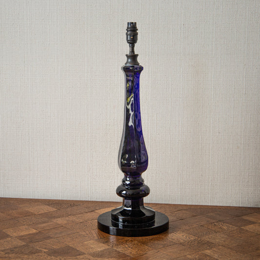 Pair of Dark Blue Baluster Lamps