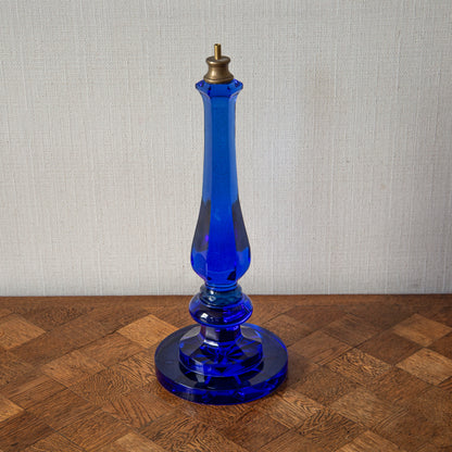 Pair of Blue Glass Baluster Lamps