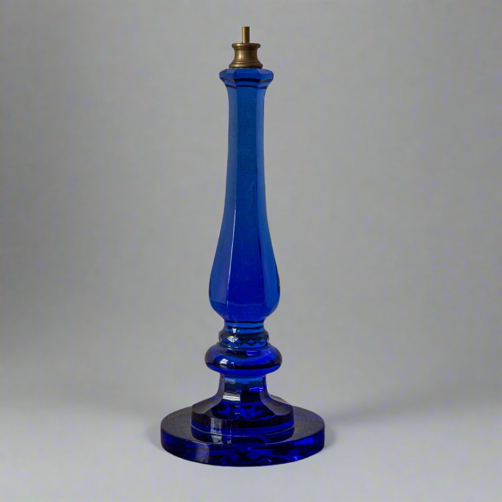 Pair of Blue Glass Baluster Lamps