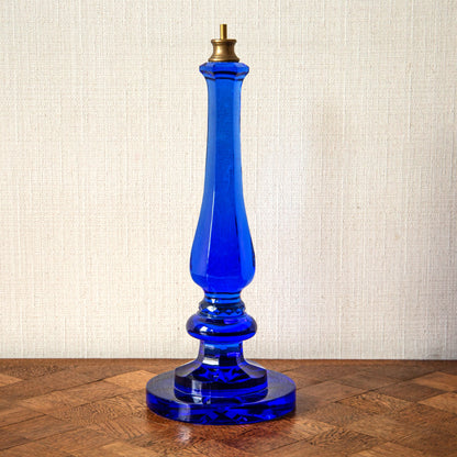 Pair of Blue Glass Baluster Lamps