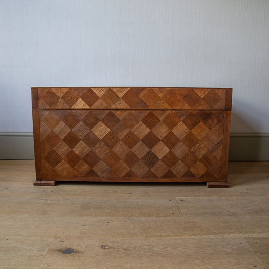 Geometrically Decorated Oak Chest