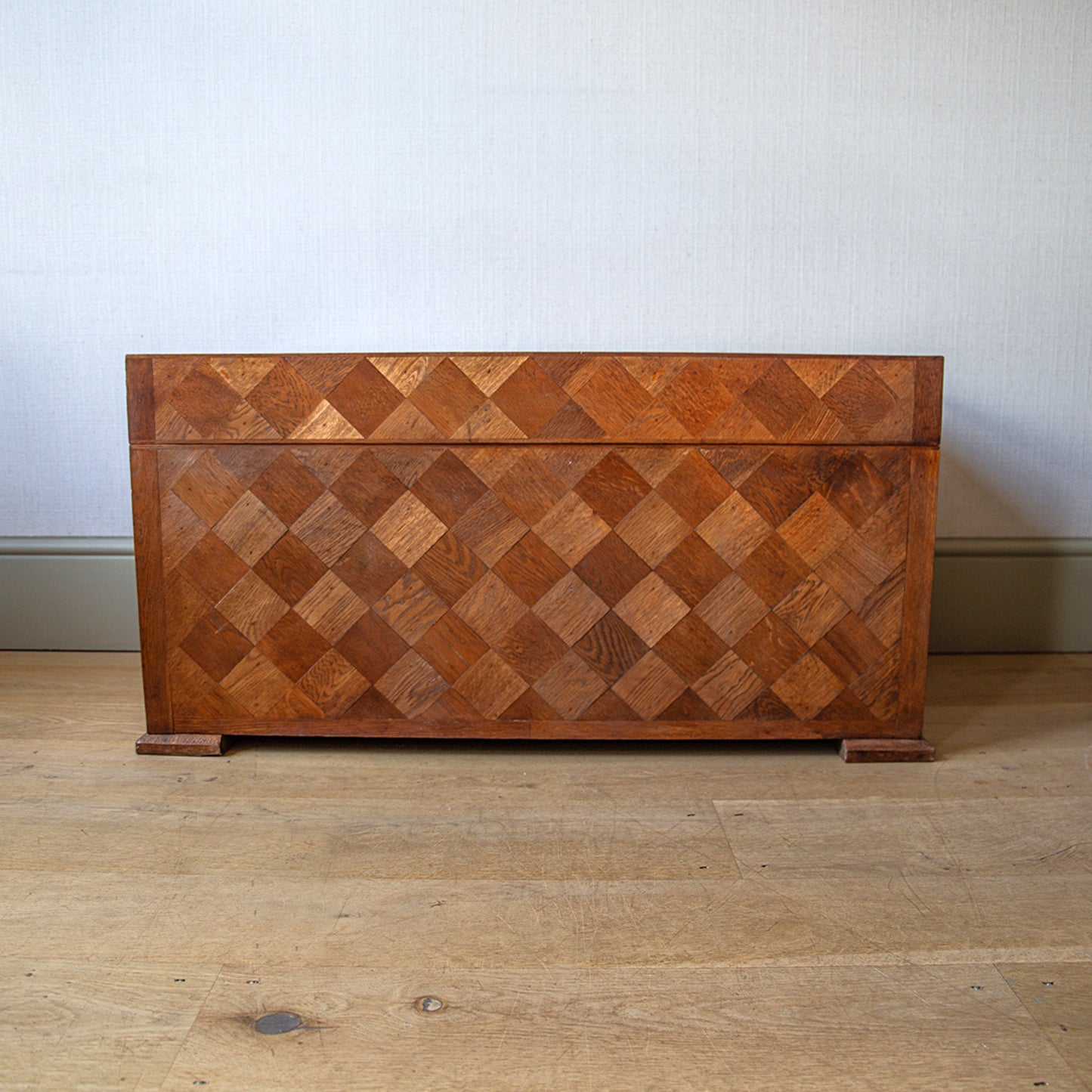 Geometrically Decorated Oak Chest