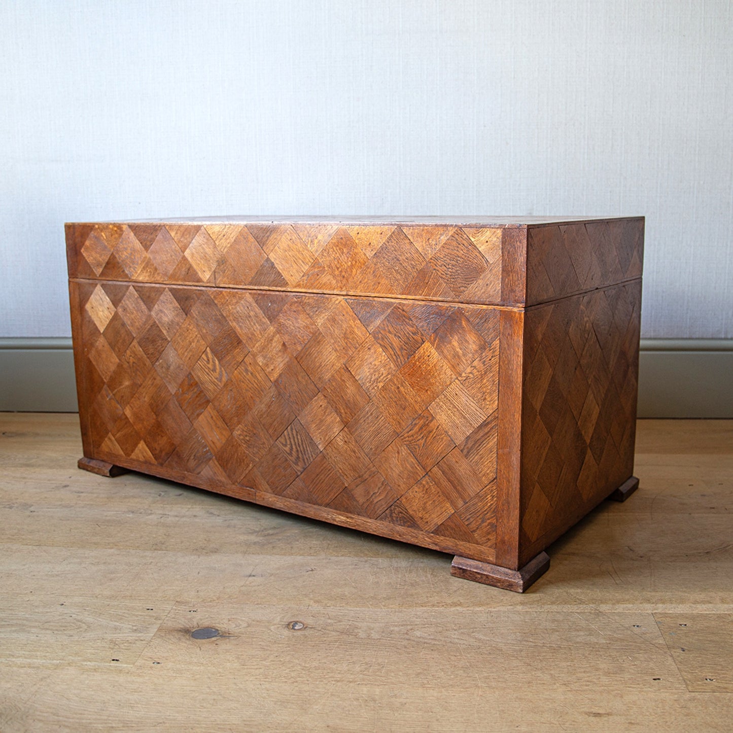 Geometrically Decorated Oak Chest