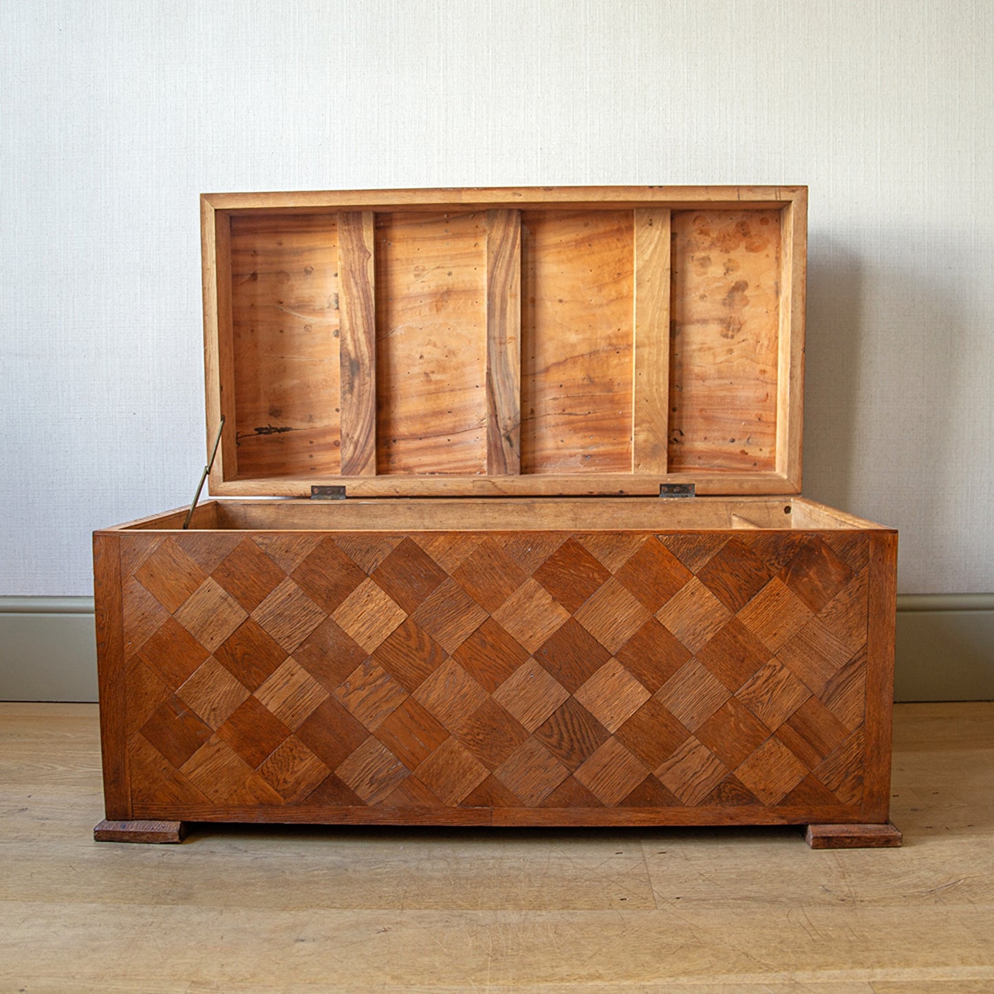 Geometrically Decorated Oak Chest