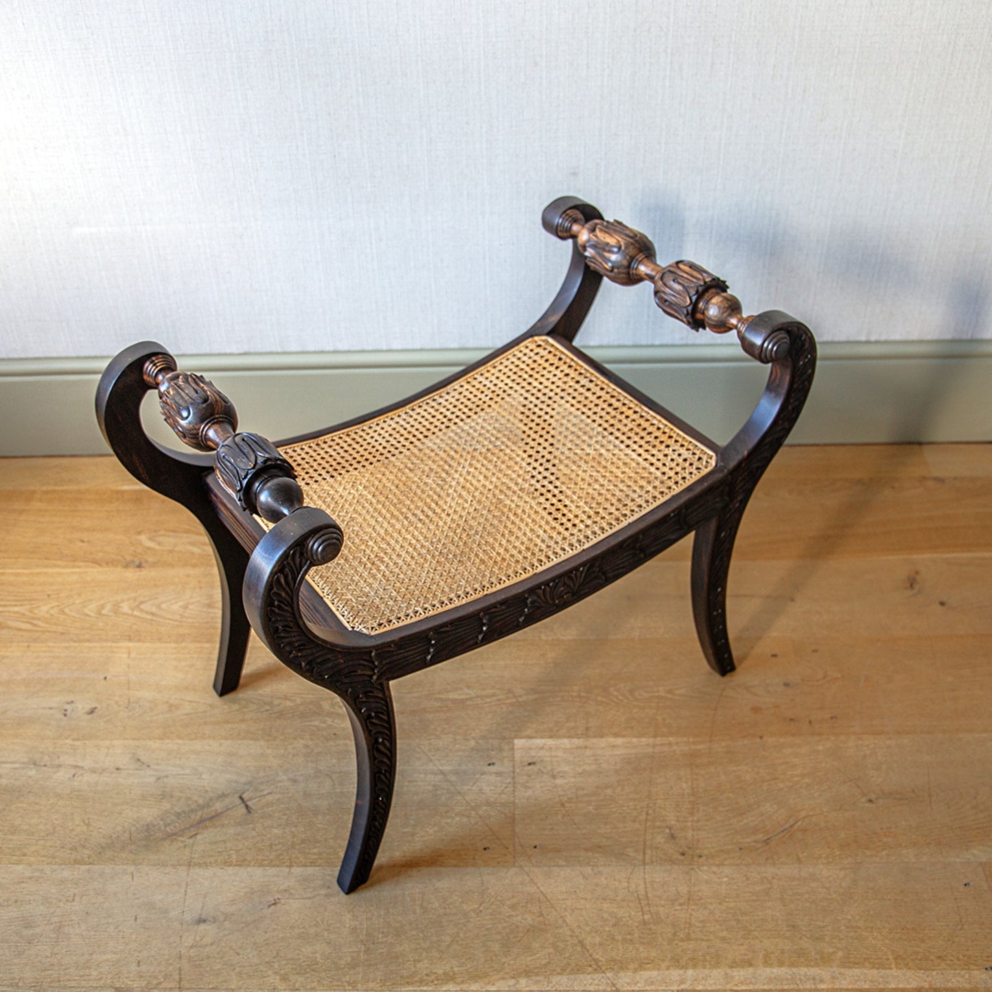 Pair of Ebony Anglo-Indian Design Stools