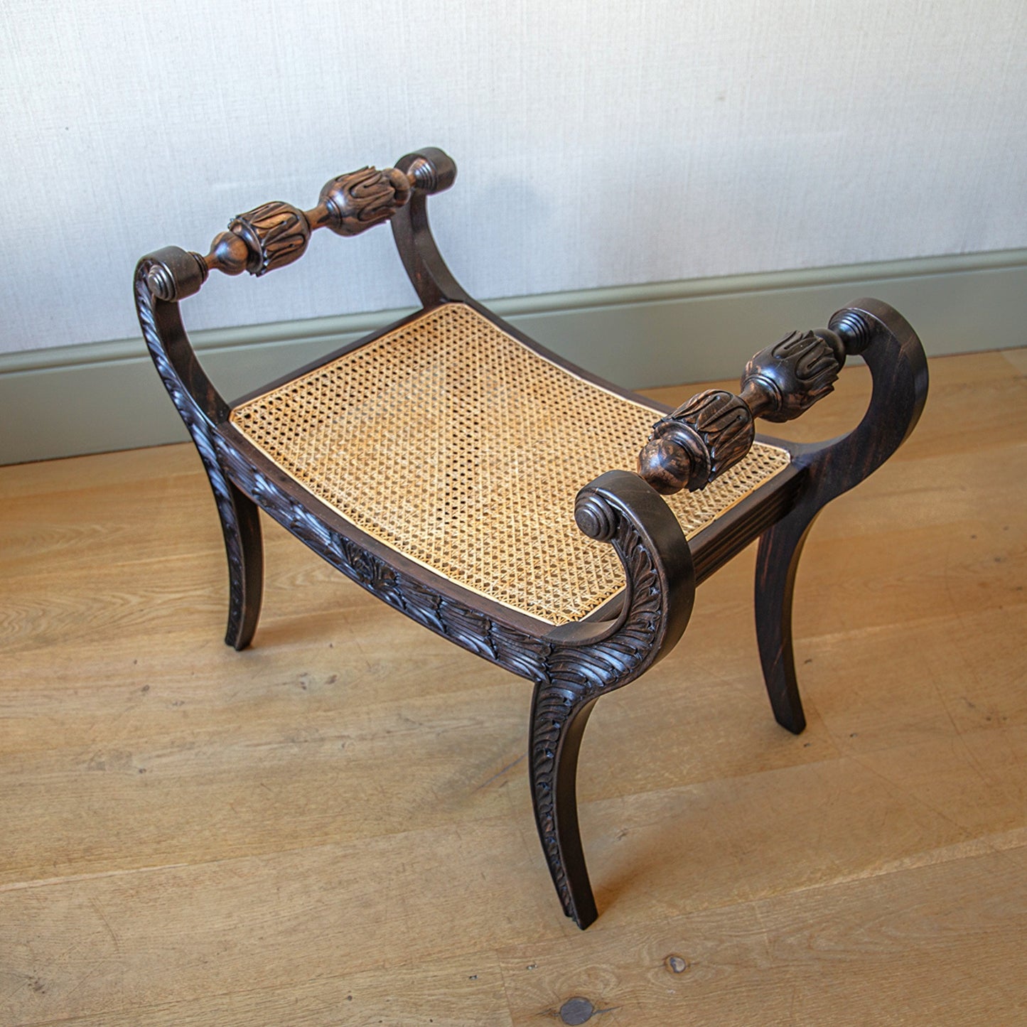 Pair of Ebony Anglo-Indian Design Stools