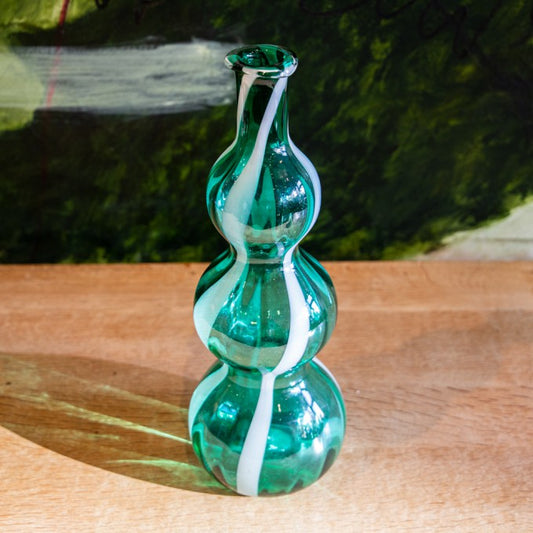 ONE OF A PAIR OF STRIPED GLASS ITALIAN VASES