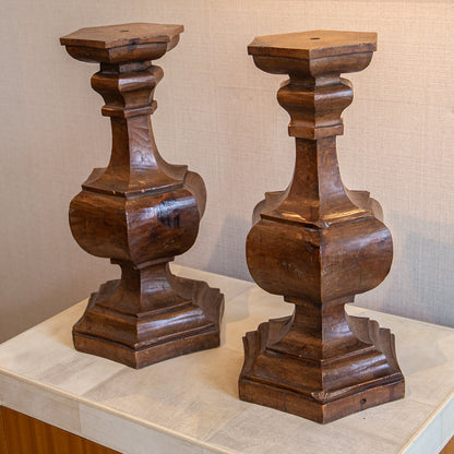 Pair of Walnut Baluster Lamps