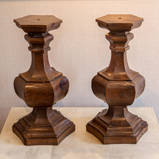 Pair of Walnut Baluster Lamps