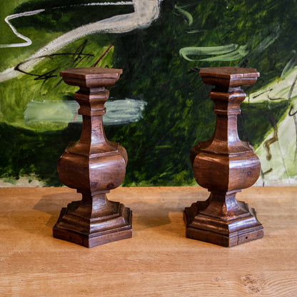 Pair of Walnut Baluster Lamps