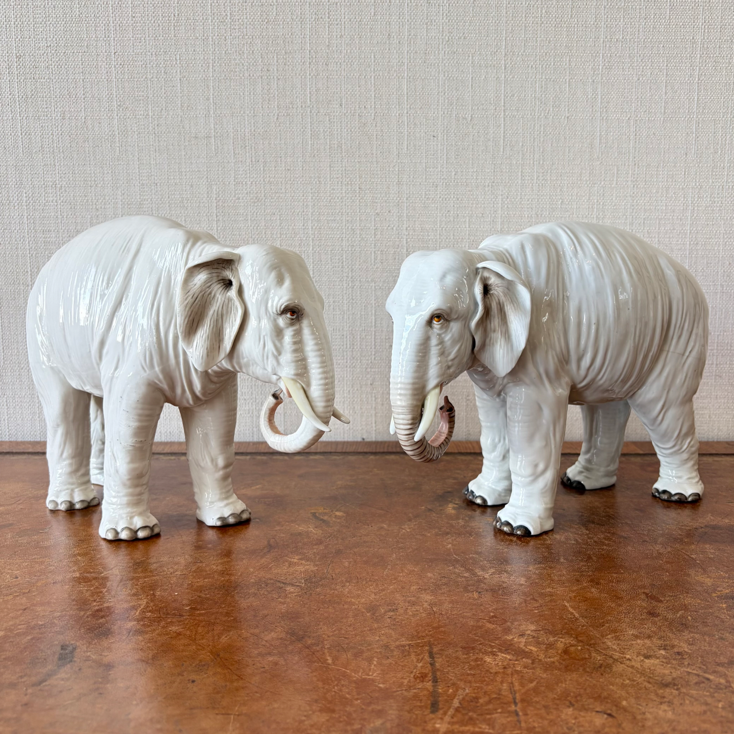 Pair of Porcelain Elephants, France, Circa 1900
