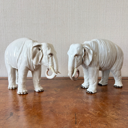 Pair of Porcelain Elephants, France, Circa 1900