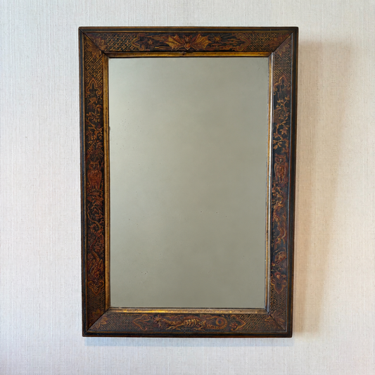 Unusual 19th Century Japanned Wall Mirror
