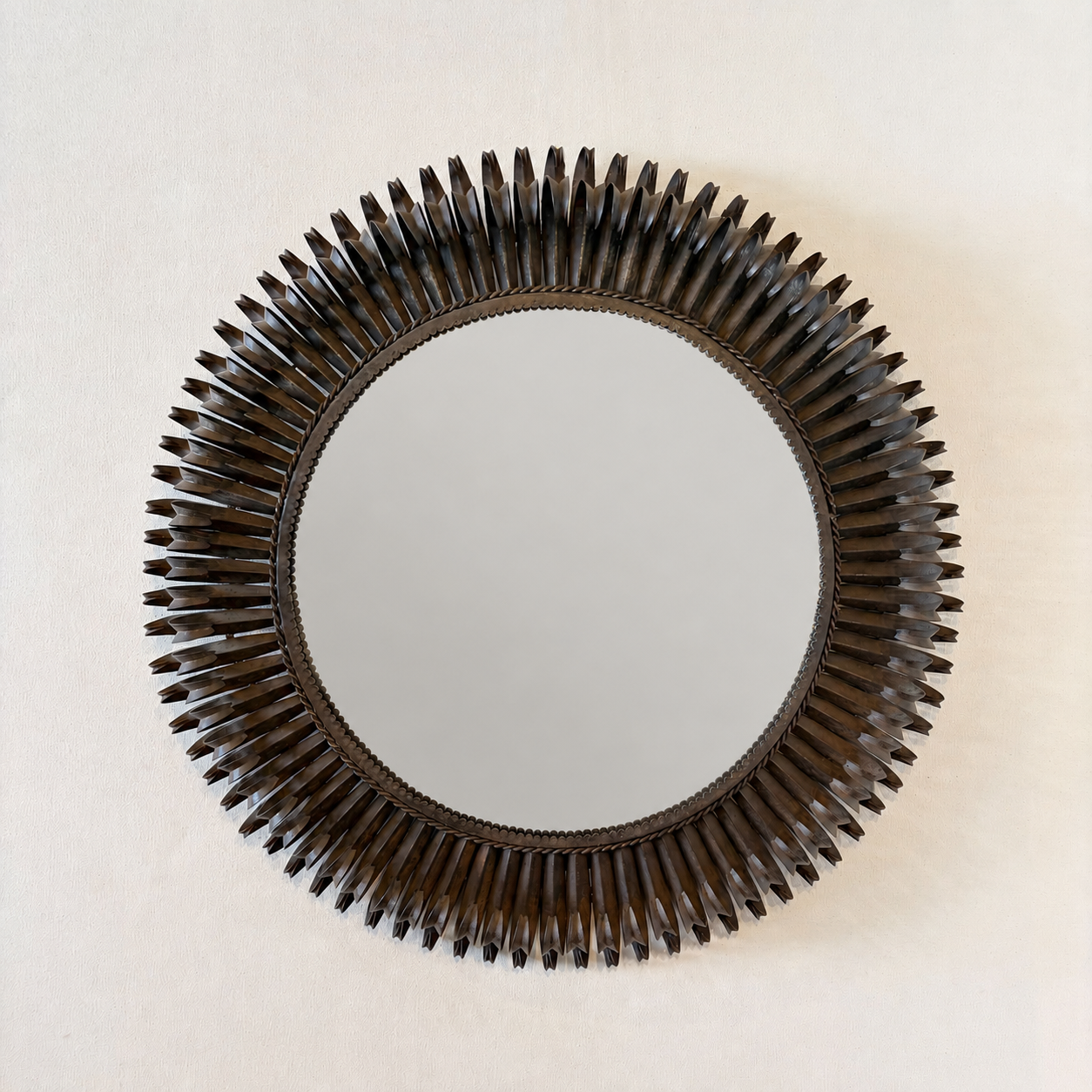 French 20th Century Iron Sunburst Mirror