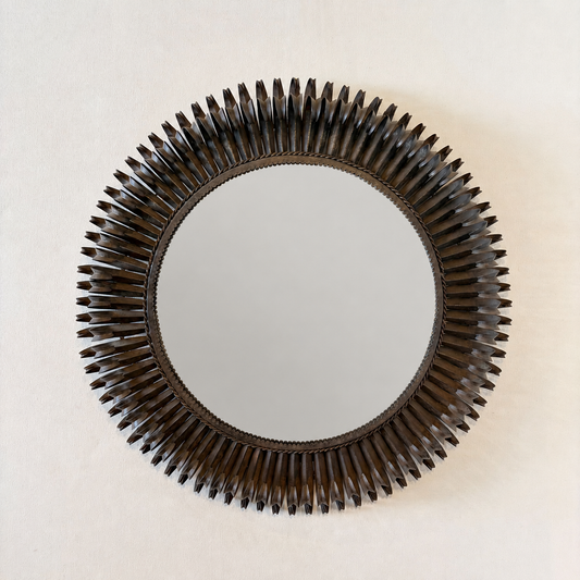 French 20th Century Iron Sunburst Mirror