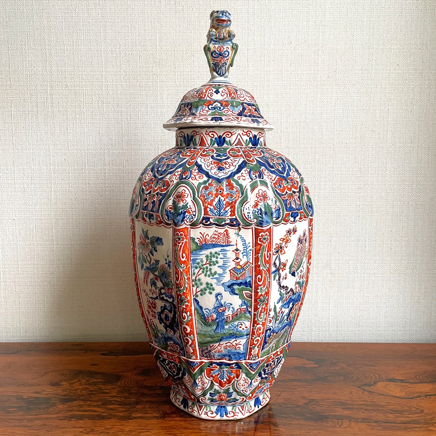 Imari Lidded Delft Vase