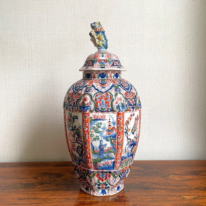 Imari Lidded Delft Vase