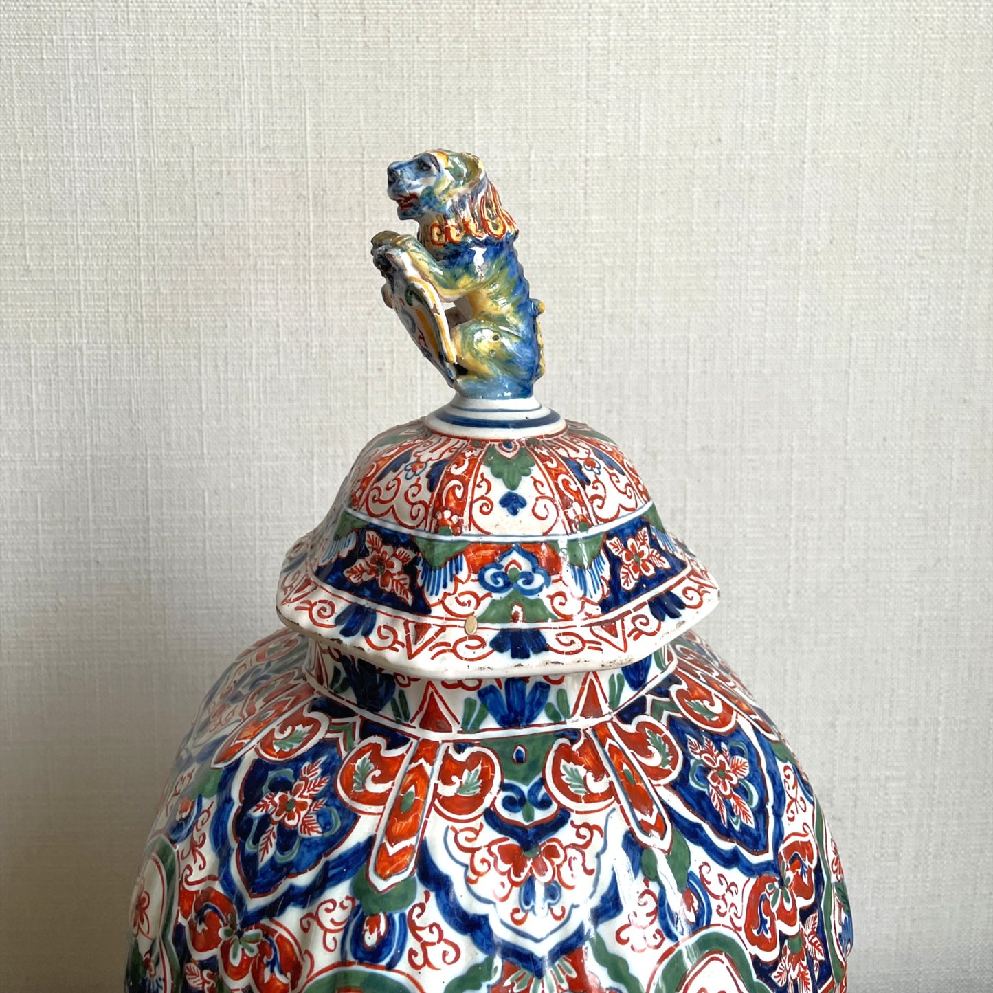 Imari Lidded Delft Vase