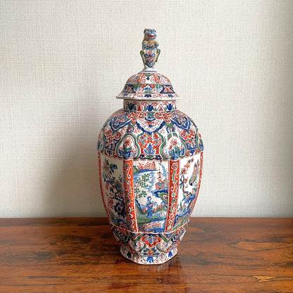 Imari Lidded Delft Vase